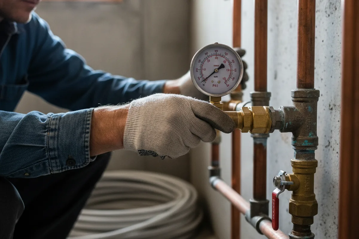 Pressure testing a repaired line during Water Line Repair in Pecatonica